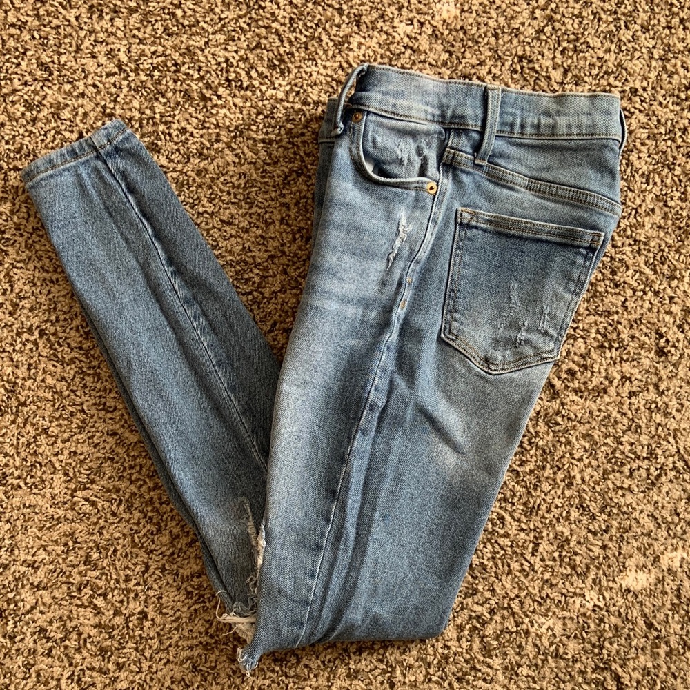 Celebrity Pink Light Blue Distressed Skinny Jeans - Picture 5 of 5